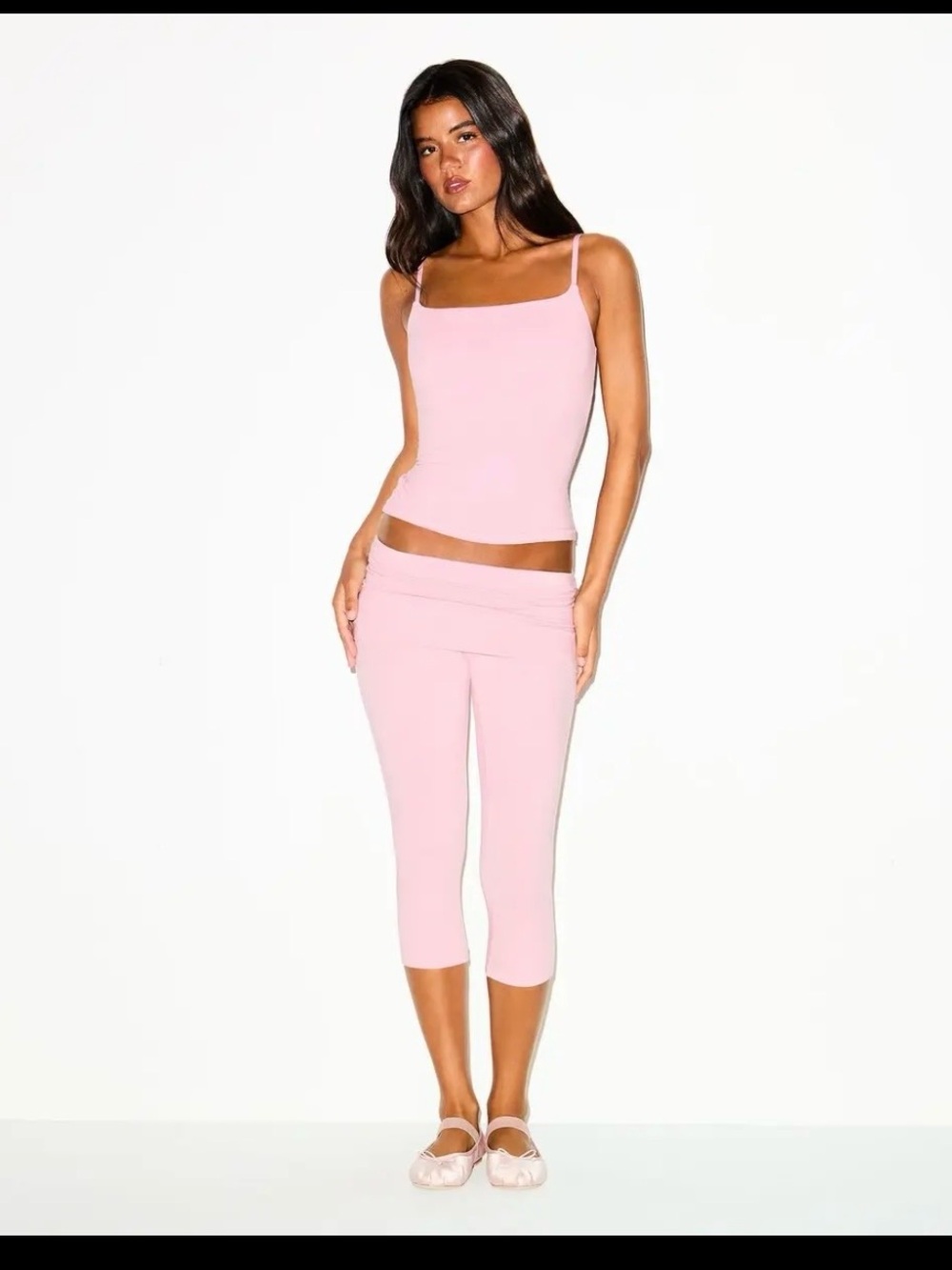 🩷🌸SKIMS Cotton Jersey Fold-Over Capri Pants in Halite Pink🌸🩷